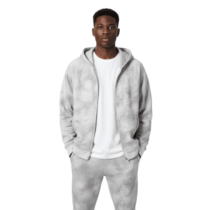 NWRLD CLEAN / Stone Washed Boxy Zip-up Hoodie - NWRLD CLOTHING