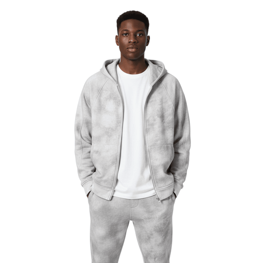 NWRLD CLEAN / Stone Washed Boxy Zip-up Hoodie - NWRLD CLOTHING