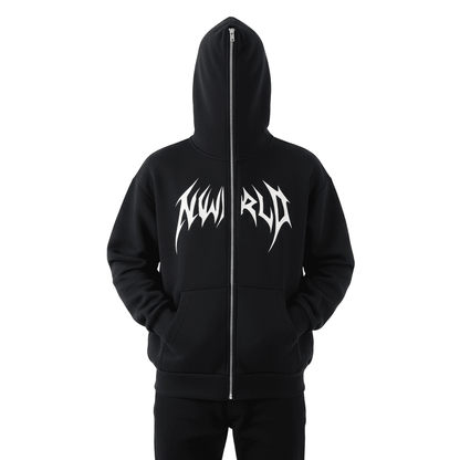 DARKMODE x METAL MANIA / Full-Zip Boxy Hoodie - NWRLD CLOTHING