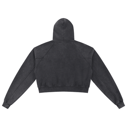 DARKMODE x METALMANIA / Snow Washed Cropped Hoodie - NWRLD CLOTHING