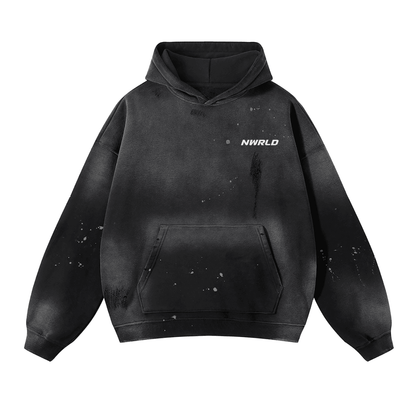 NWRLD ESSENTIALS / Vintage Wash Frayed Fleece Hoodie - NWRLD CLOTHING