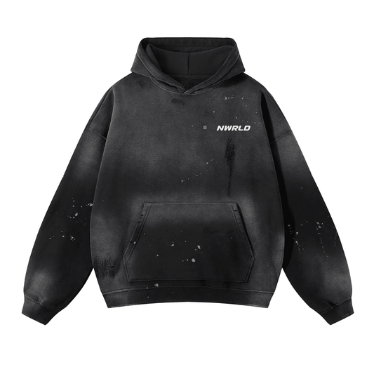 NWRLD ESSENTIALS / Vintage Wash Frayed Fleece Hoodie - NWRLD CLOTHING