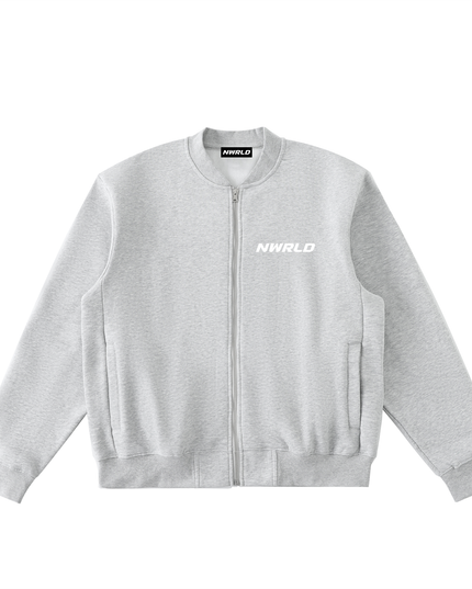 Essential Zip-Up Fleeced Varsity Jacket