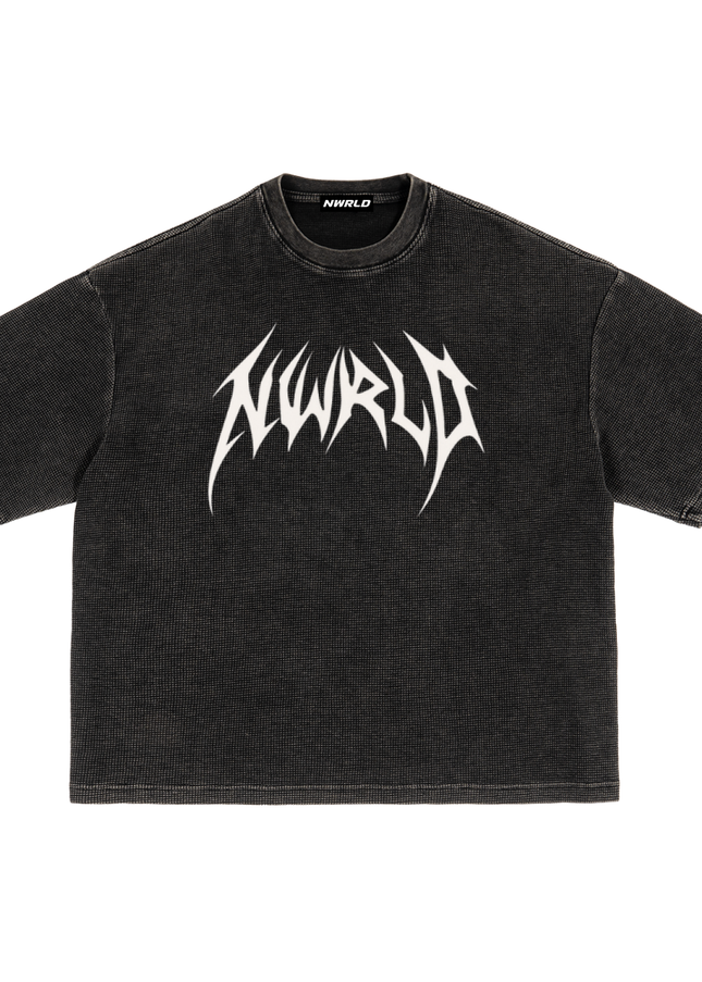 Waffle-Texture Washed Boxy T-Shirt