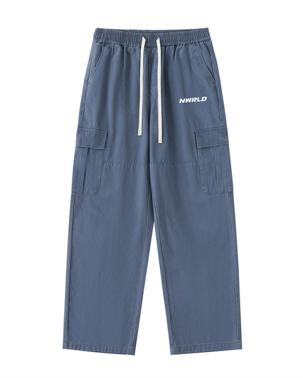 Drawstring Waist Straight-Leg Cargo Pants