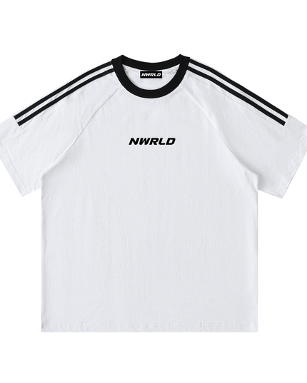 Contrast Tape Crewneck Cotton T-Shirt