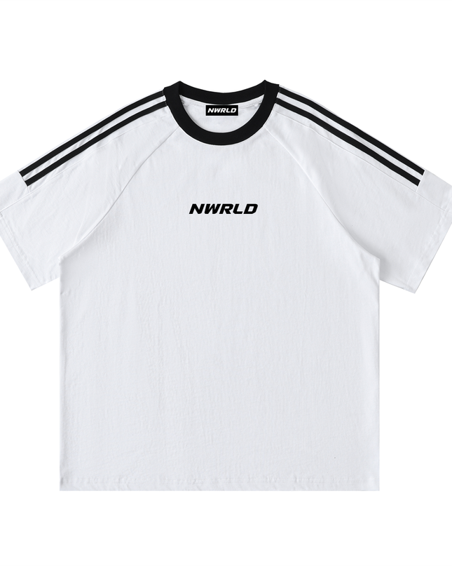 Contrast Tape Crewneck Cotton T-Shirt