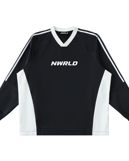 Color-Block V-Neck Long-Sleeve T-Shirt