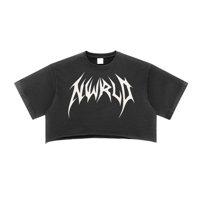 DARK MODE x METAL MANIA / Snow Washed Raw Edge Crop Top - NWRLD CLOTHING