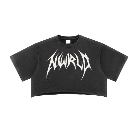 DARK MODE x METAL MANIA / Snow Washed Raw Edge Crop Top - NWRLD CLOTHING