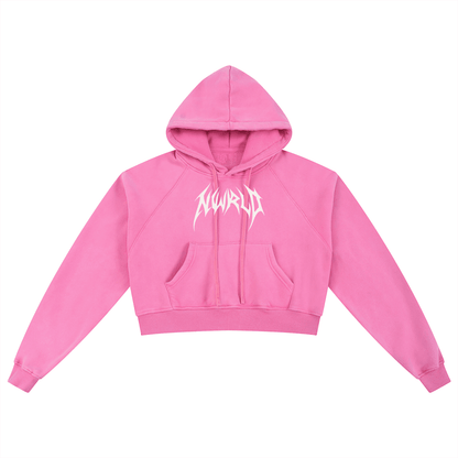DARKMODE x METALMANIA / Snow Washed Cropped Hoodie - NWRLD CLOTHING