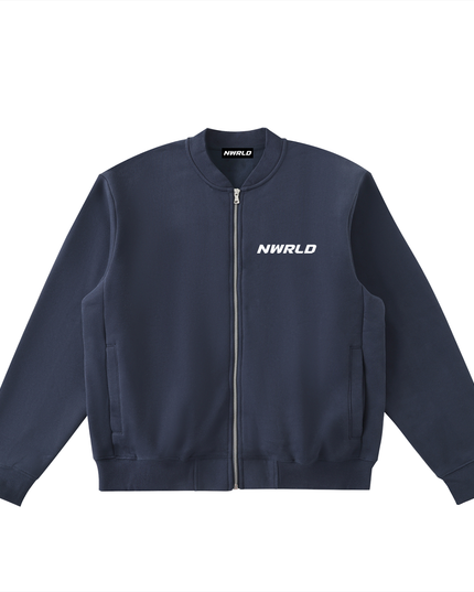 Essential Zip-Up Fleeced Varsity Jacket