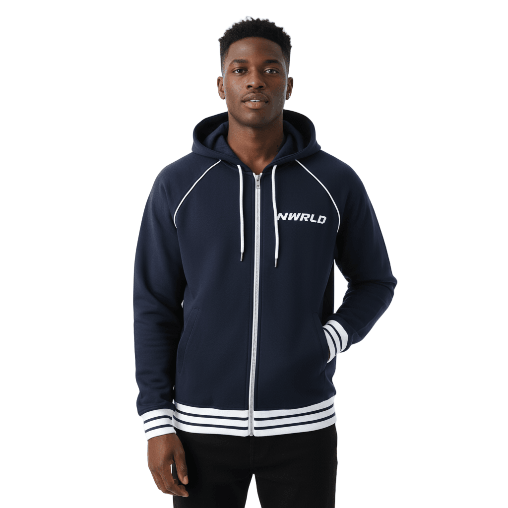NWRLD ESSENTIAL / Striped Zip-Up Hoodie - NWRLD CLOTHING