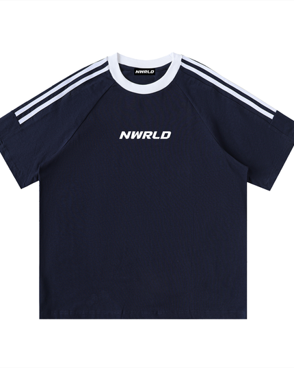 Contrast Tape Crewneck Cotton T-Shirt