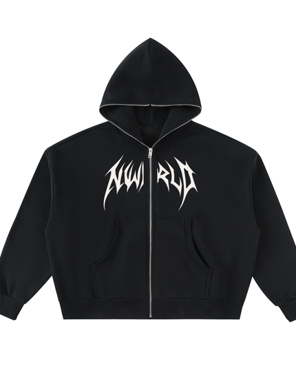 Fleeced Full-Zip Boxy Hoodie