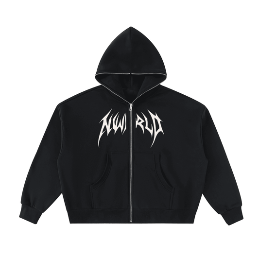 DARKMODE x METAL MANIA / Full-Zip Boxy Hoodie - NWRLD CLOTHING