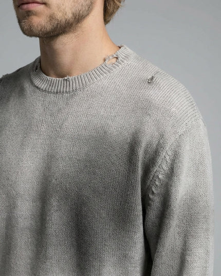 Detail shot of Sun Fade Distressed Ripped Crewneck sweater