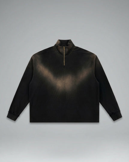 Lay-flat product shot of Sun Fade Raw Edge Quarter-Zip Sweatshirt