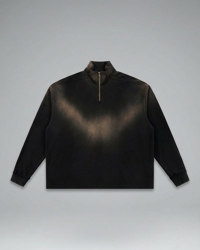 Lay-flat product shot of Sun Fade Raw Edge Quarter-Zip Sweatshirt
