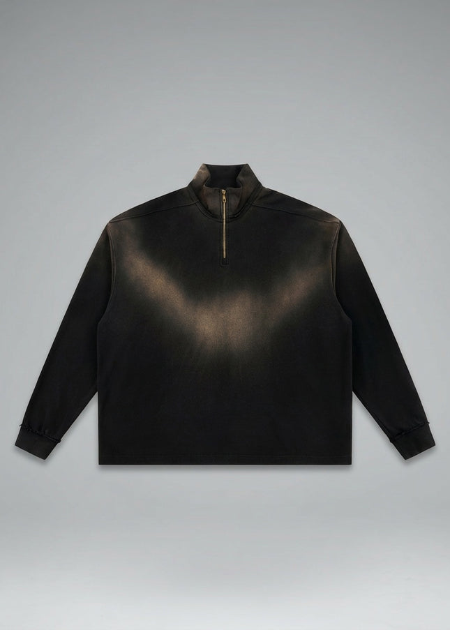 Lay-flat product shot of Sun Fade Raw Edge Quarter-Zip Sweatshirt