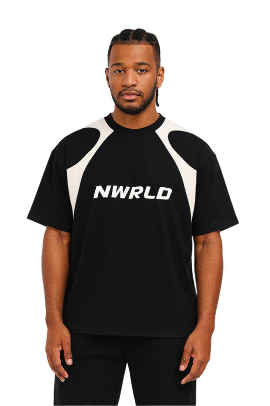 NWRLD ESSENTIALS / Contrast Panel Cotton T-Shirt - NWRLD CLOTHING