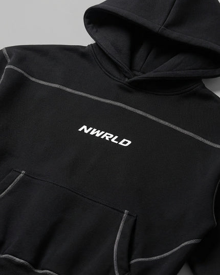 Detail shot of Contrast-Stitched Boxy Fleece Hoodie