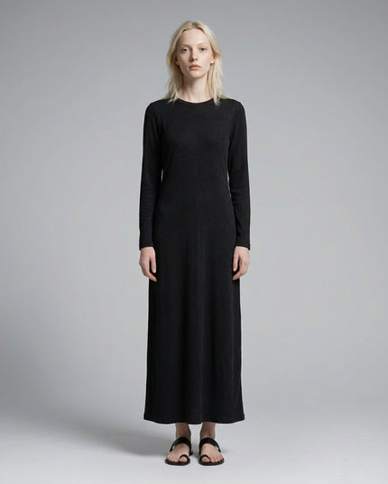 Full body view of the model wearing Dyed Washed Slit Maxi Dress