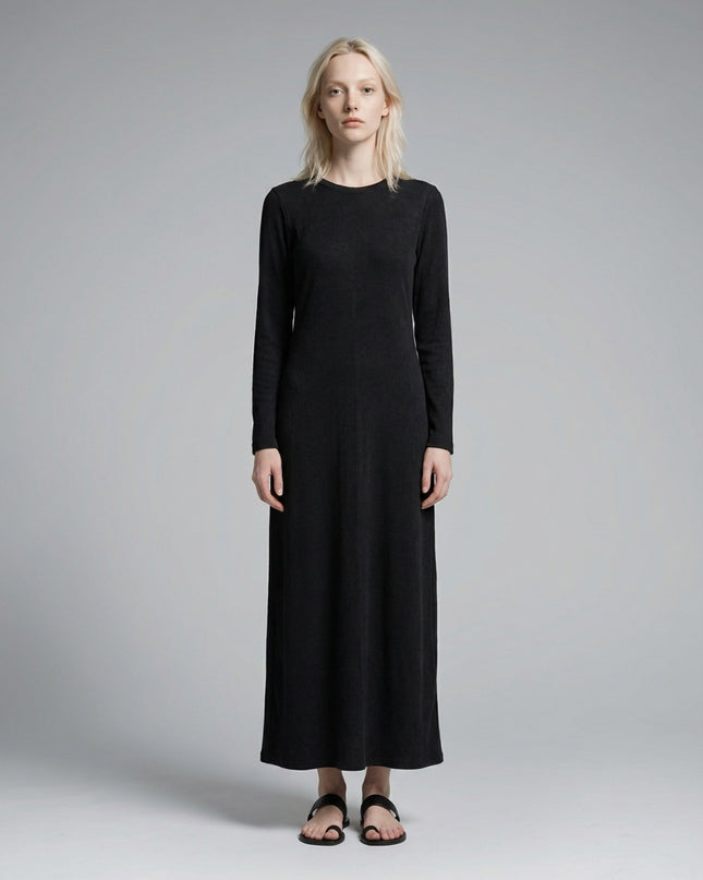 Full body view of the model wearing Dyed Washed Slit Maxi Dress