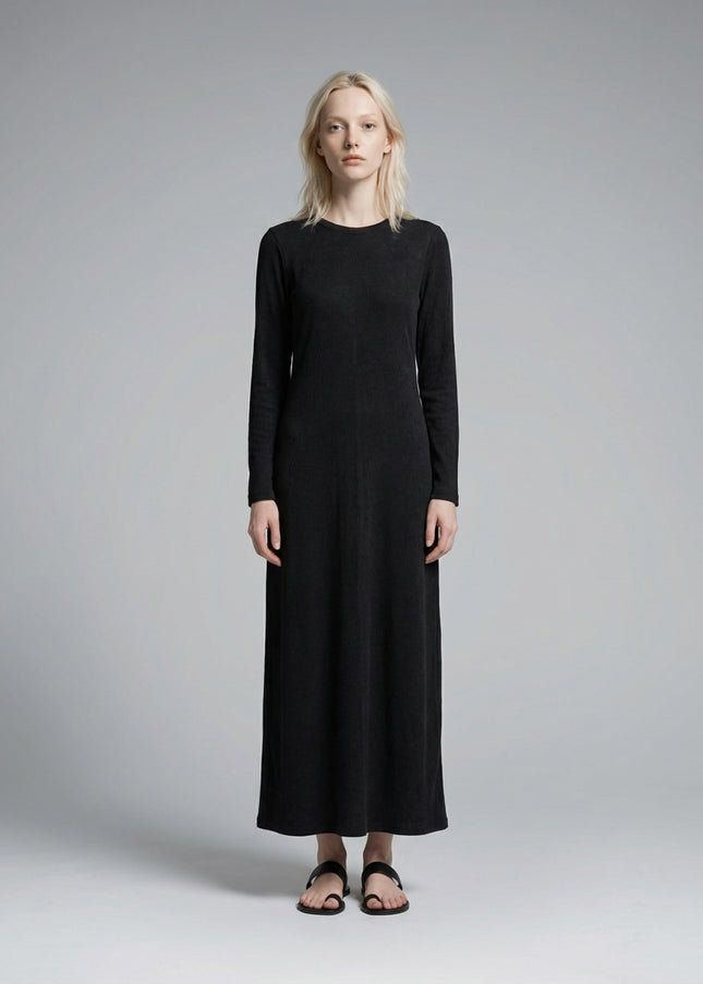 Full body view of the model wearing Dyed Washed Slit Maxi Dress