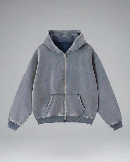 Lay-flat product shot of Zip-Through Boxy Fleece Hoodie