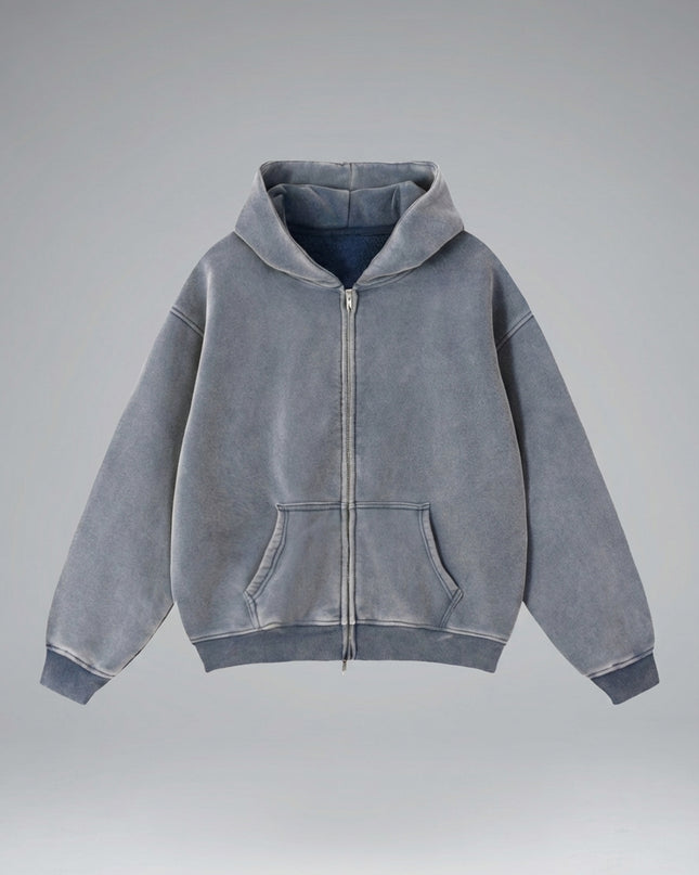 Lay-flat product shot of Zip-Through Boxy Fleece Hoodie