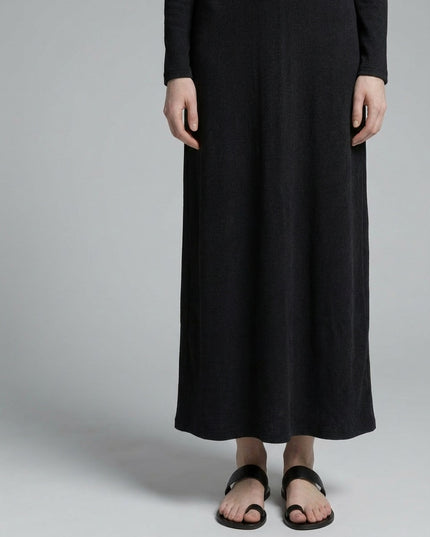 Close-up of the model's lower body wearing Dyed Washed Slit Maxi Dress