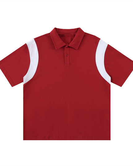 Contrast Panel Cotton Polo Shirt