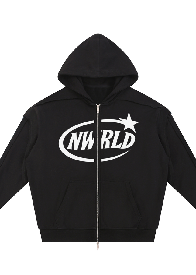 NWRLD 002 Contrast Tape Zip Hoodie