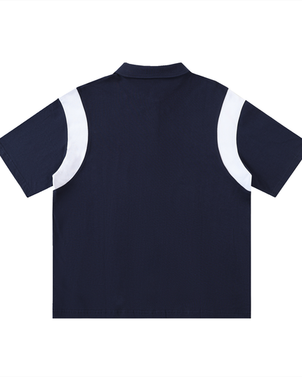 Contrast Panel Cotton Polo Shirt