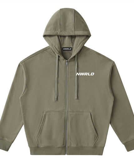Drop-Shoulder Zip Up Hoodie