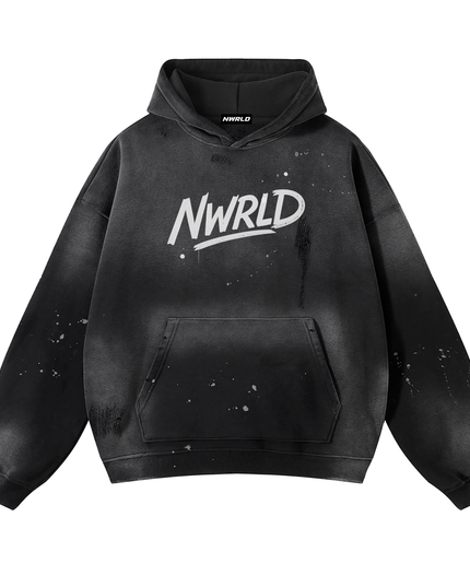 Vintage Wash Frayed Fleece Hoodie - 360 GSM