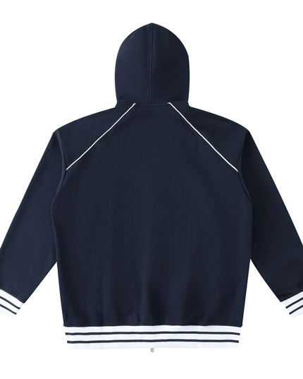 Striped Trim Zip-Up Hoodie