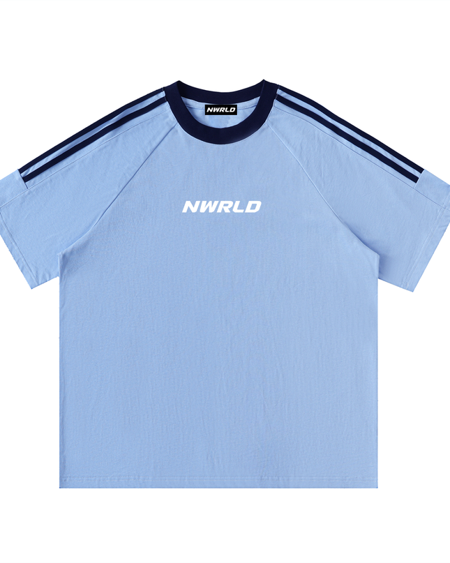 Contrast Tape Crewneck Cotton T-Shirt