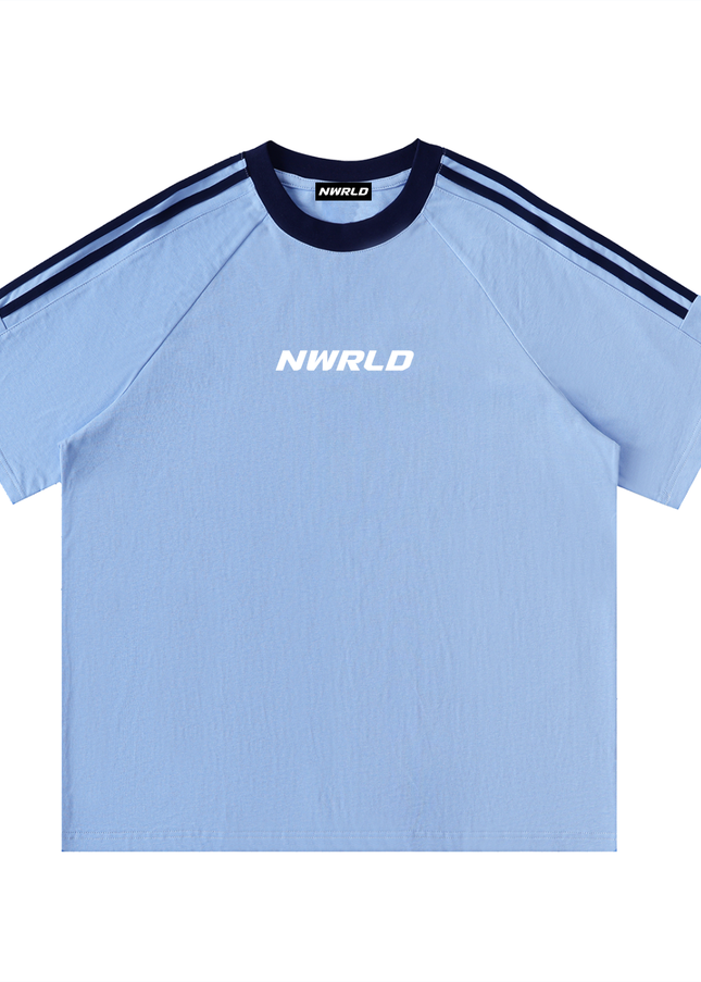 Contrast Tape Crewneck Cotton T-Shirt