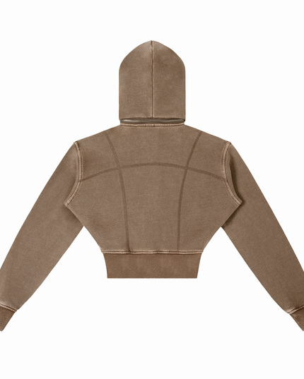 NWRLD 003 / Vintage Washed Cropped Fleece Hoodie