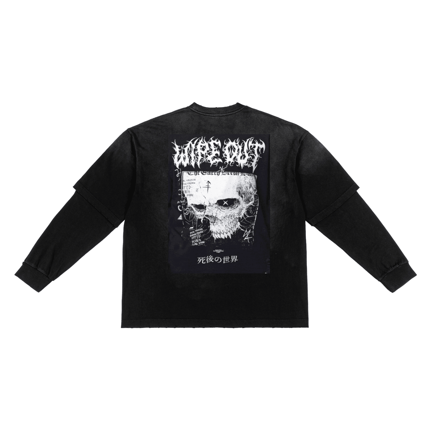 DARKMODE x METALMANIA / Sunfade Hand-Frayed Faux Two-Piece T-Shirt - NWRLD CLOTHING