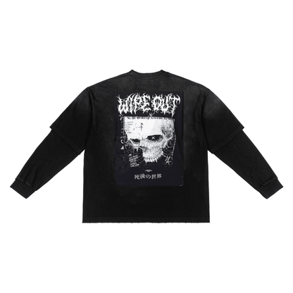 DARKMODE x METALMANIA / Sunfade Hand-Frayed Faux Two-Piece T-Shirt - NWRLD CLOTHING