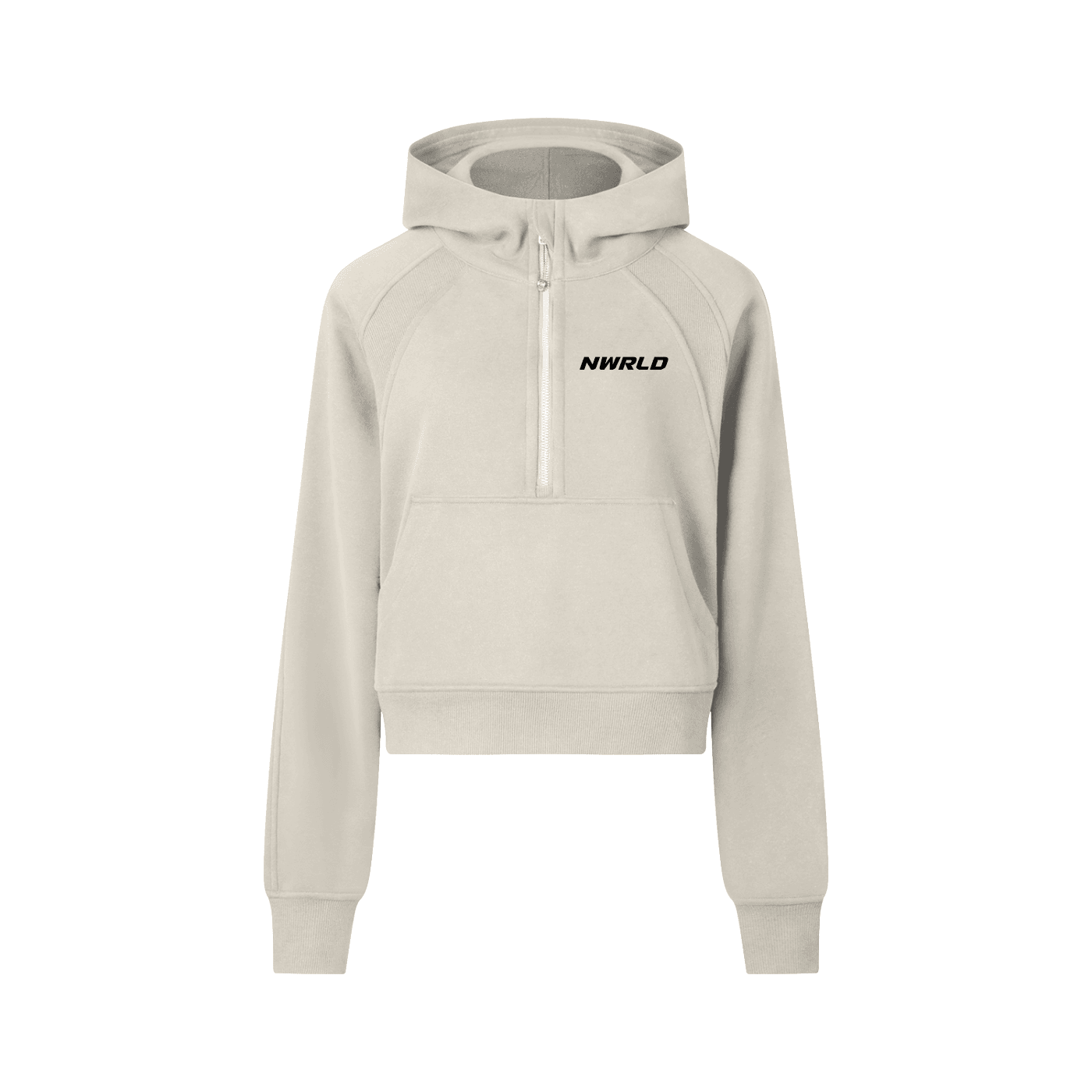 NWRLD ESSENTIALS / Cropped Half-Zip Hoodie - NWRLD CLOTHING