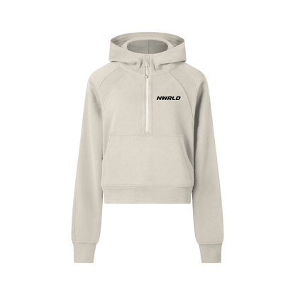 NWRLD ESSENTIALS / Cropped Half-Zip Hoodie - NWRLD CLOTHING