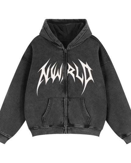Zip-Through Boxy Fleece Hoodie