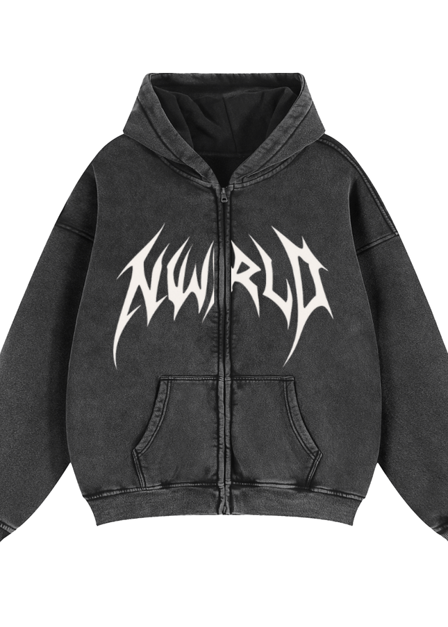 Zip-Through Boxy Fleece Hoodie
