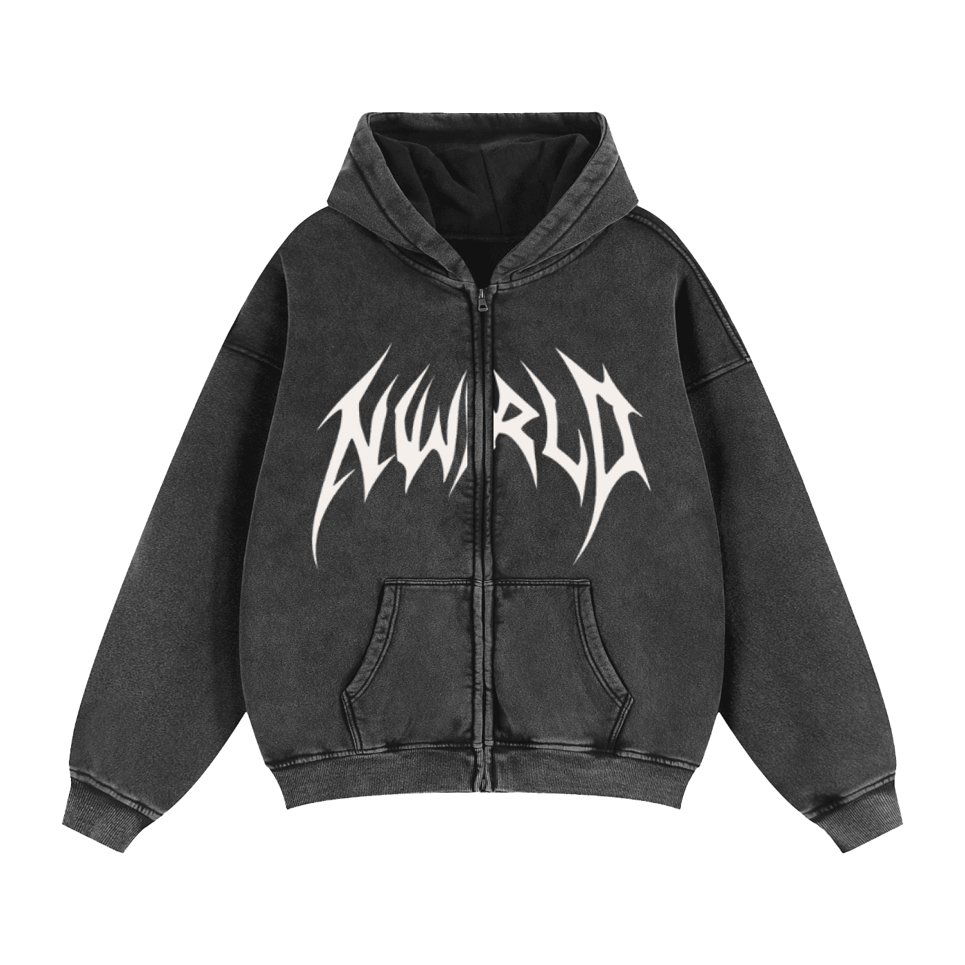 DARKMODE x METALMANIA / Zip-Through Boxy Fleece Hoodie - NWRLD CLOTHING