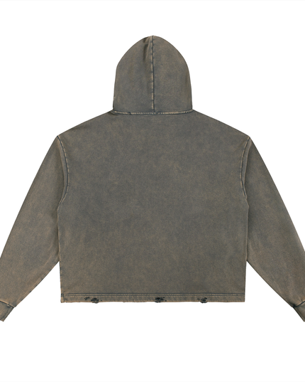 Vintage Washed Frayed-Hem Hoodie