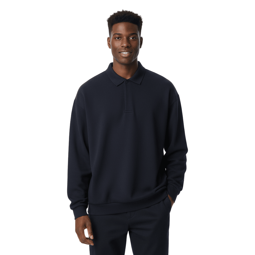 NWRLD CLEAN / Heavyweight Fleece Polo Sweatshirt - NWRLD CLOTHING